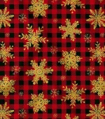 Red Plaid Fabric with Snowflake Symbol