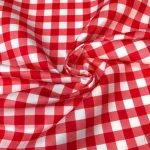 Red Plaid Pattern Sofa and Curtain Fabric