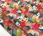 Tiny Houses Patterned Sofa Upholstery Fabric