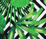 Tropical Leaf Pattern Upholstery Fabric on Geometric Squares - Image 3