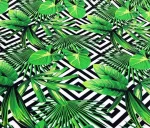 Tropical Leaf Pattern Upholstery Fabric on Geometric Squares - Image 4