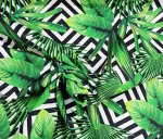 Tropical Leaf Pattern Upholstery Fabric on Geometric Squares - Image 5