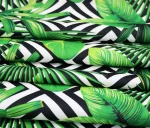 Tropical Leaf Pattern Upholstery Fabric on Geometric Squares - Image 6