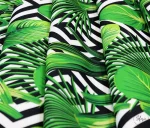 Tropical Leaf Pattern Upholstery Fabric on Geometric Squares - Image 7