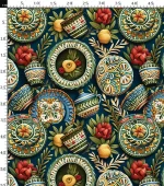 Upholstery Fabric with Traditional Ceramic Plate and Vase Pattern - Image 4