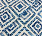 White and Blue Square Patterned Backdrop Curtain Fabric