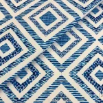 White and Blue Square Patterned Backdrop Curtain Fabric