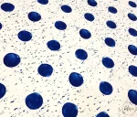 White sofa fabric with blue polka dots. - Image 3