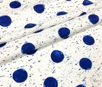 White sofa fabric with blue polka dots. - Image 4