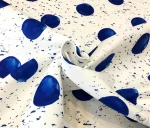 White sofa fabric with blue polka dots. - Image 5