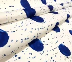 White sofa fabric with blue polka dots. - Image 6