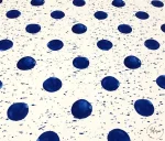 White sofa fabric with blue polka dots. - Image 7