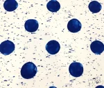 White sofa fabric with blue polka dots. - Image 8