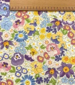 Yellow and Blue Spring Flowers Patterned Upholstery Fabric - Image 3