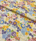 Yellow and Blue Spring Flowers Patterned Upholstery Fabric - Image 4